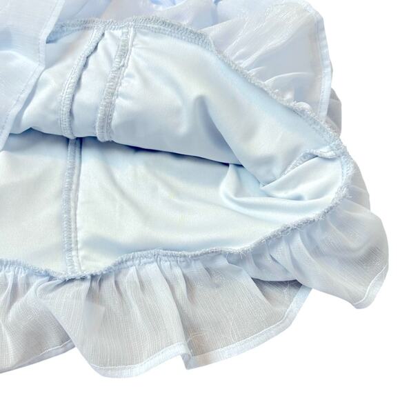 Aqua Sleeveless Flutter Ruffle Mini Dress Womens Size S Iridescent Blue Party - Picture 4 of 9